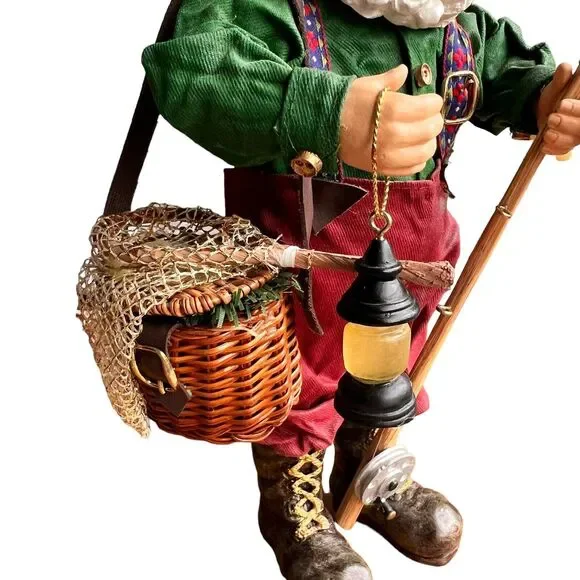Fabric Mache Christmas Santa Claus Vacation 11" Figurine Holiday Cabincore Fish - Picture 9 of 14